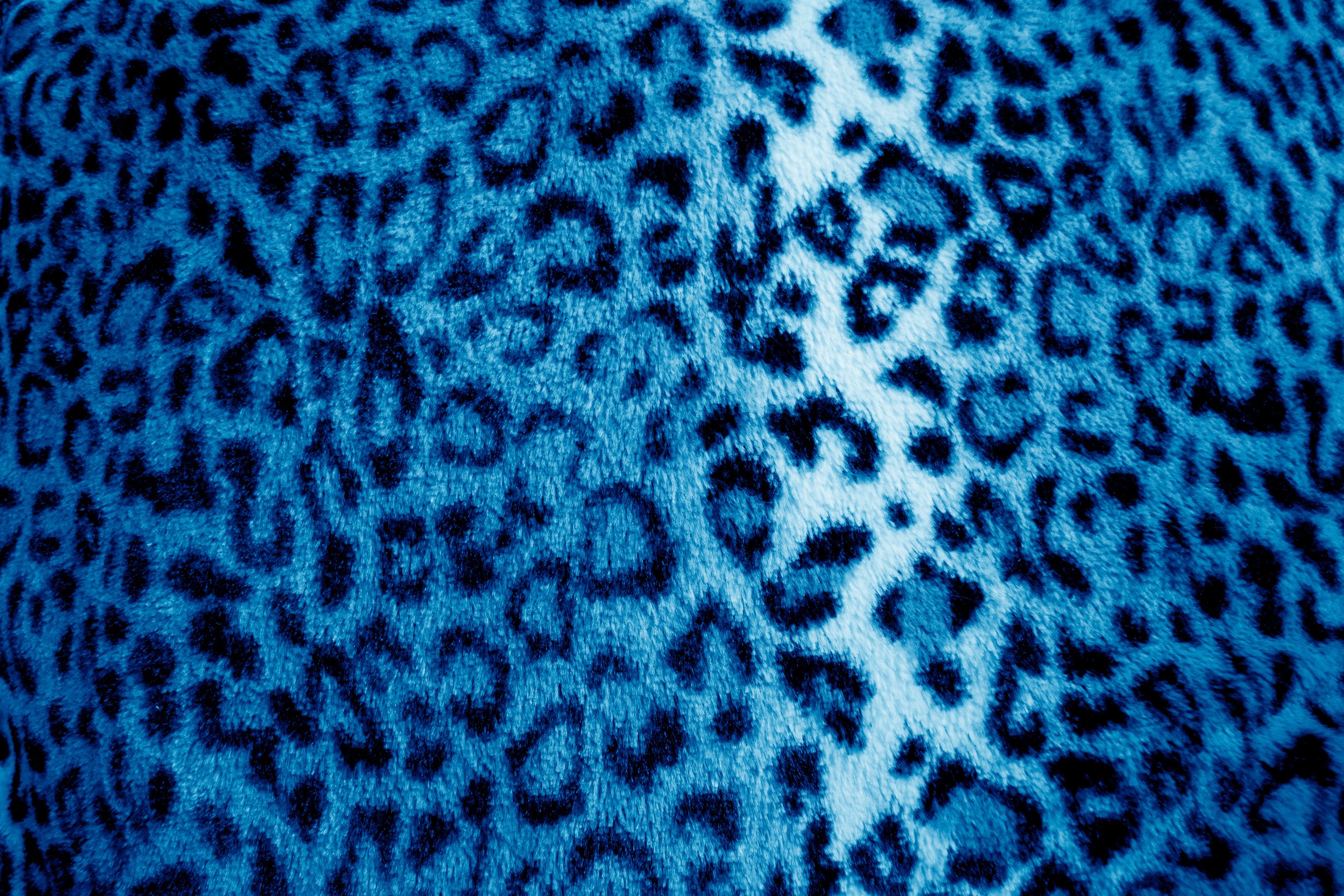 Blue Beautiful leopard print fur / fabric wallpaper background